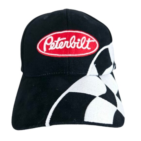Peterbilt Trucker Hat Classic Cap Baseball Hat Black White Embroidered Flag - Picture 1 of 14